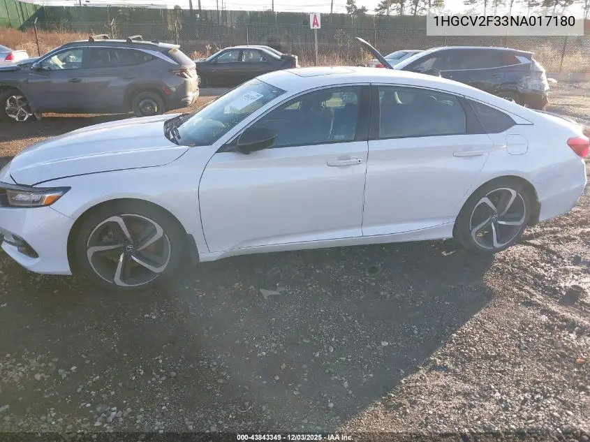 1HGCV2F33NA017180 2022 Honda Accord Sport 2.0T