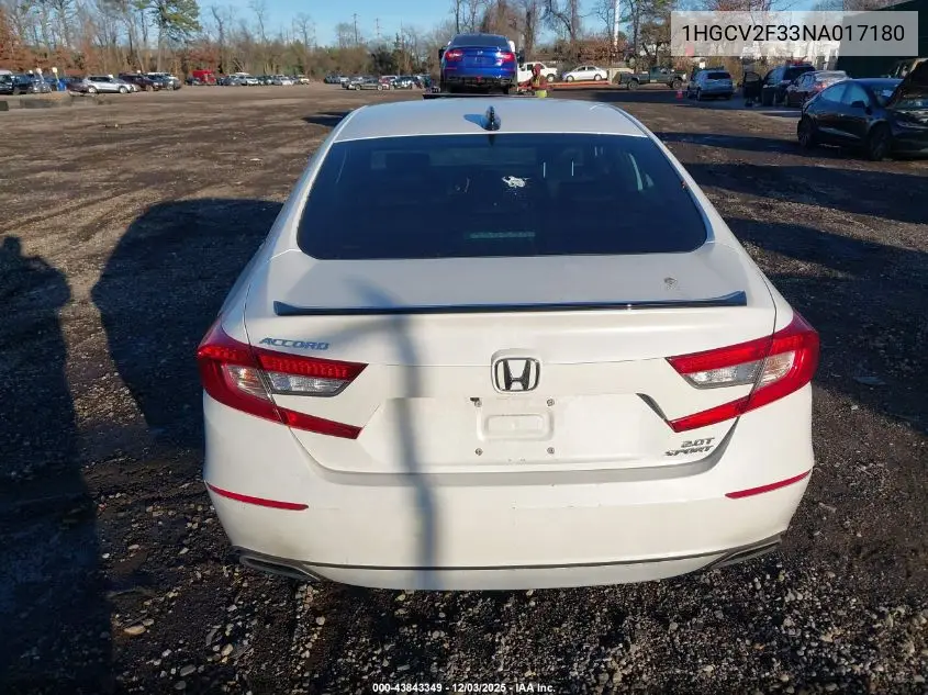 1HGCV2F33NA017180 2022 Honda Accord Sport 2.0T