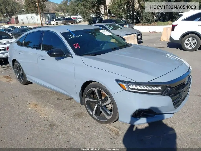 1HGCV1F33NA054000 2022 Honda Accord Sport