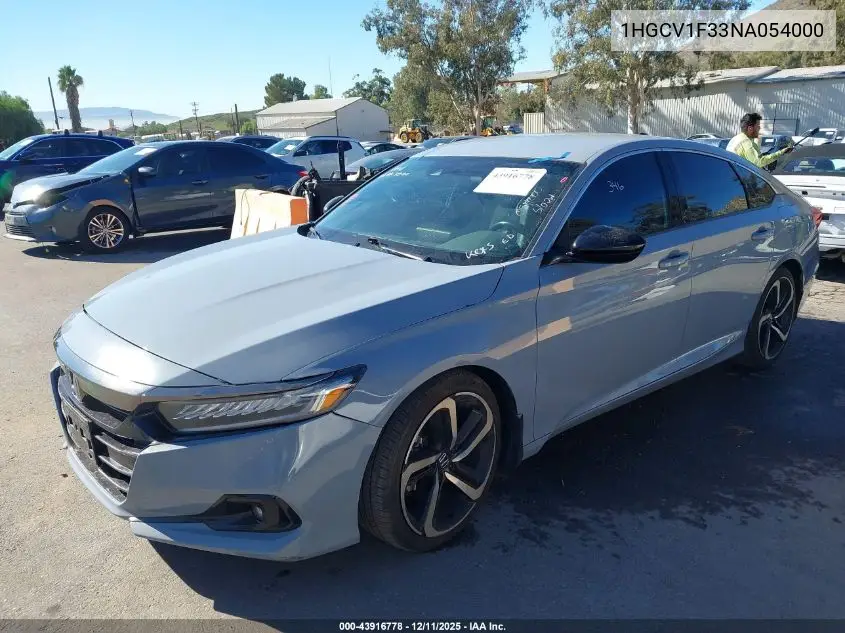 1HGCV1F33NA054000 2022 Honda Accord Sport