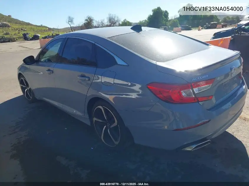 1HGCV1F33NA054000 2022 Honda Accord Sport