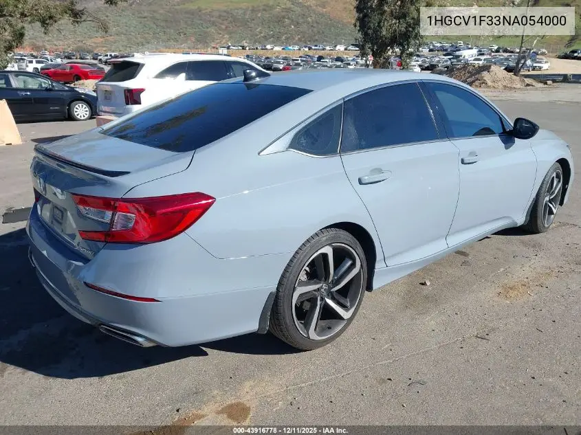 1HGCV1F33NA054000 2022 Honda Accord Sport