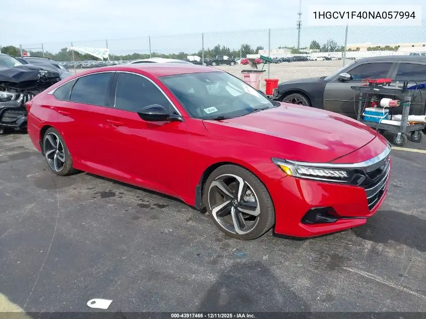 1HGCV1F40NA057994 2022 Honda Accord Sport Se