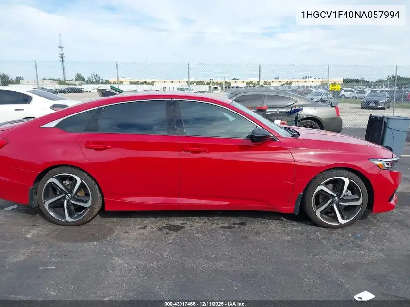 1HGCV1F40NA057994 2022 Honda Accord Sport Se