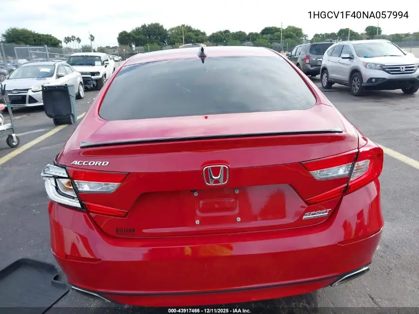 1HGCV1F40NA057994 2022 Honda Accord Sport Se