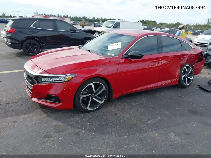 1HGCV1F40NA057994 2022 Honda Accord Sport Se