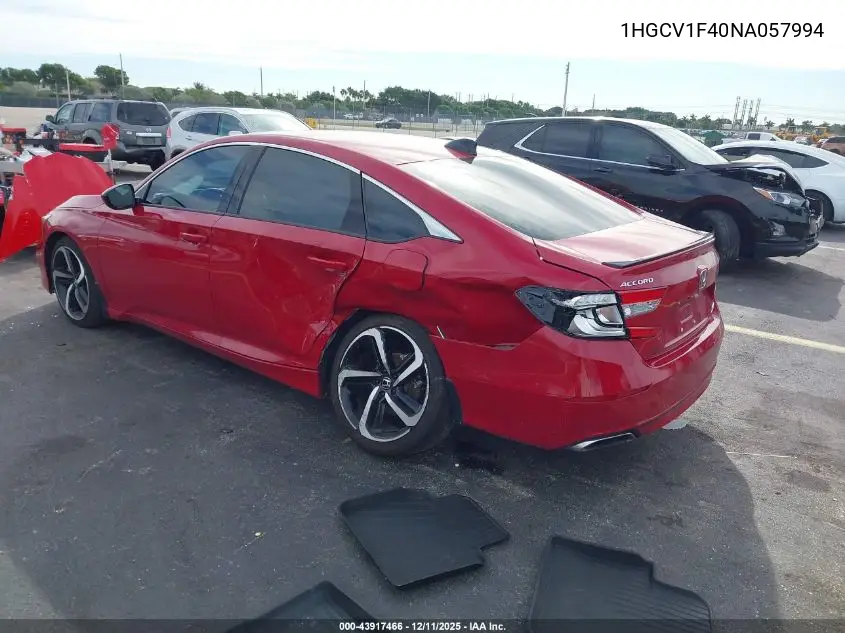 1HGCV1F40NA057994 2022 Honda Accord Sport Se