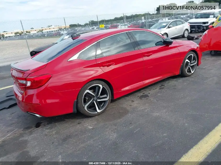 1HGCV1F40NA057994 2022 Honda Accord Sport Se