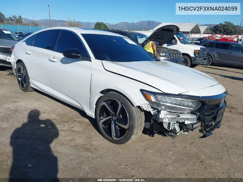 1HGCV2F3XNA024059 2022 Honda Accord Sport 2.0T