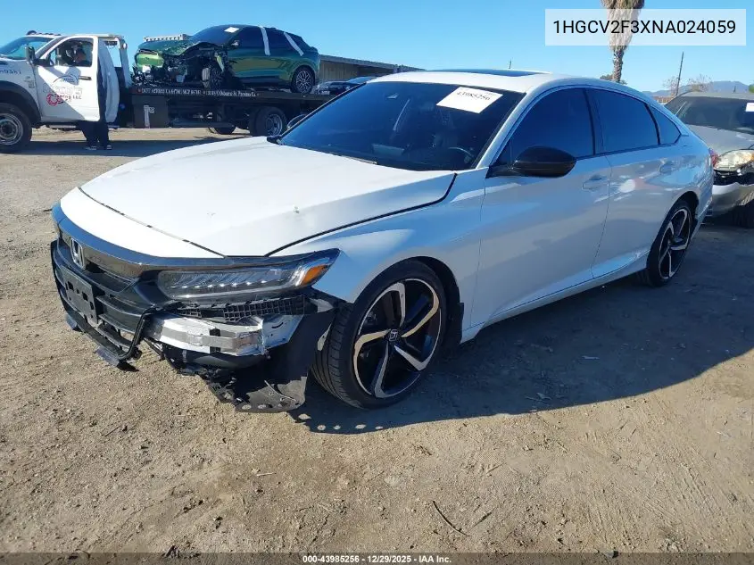 1HGCV2F3XNA024059 2022 Honda Accord Sport 2.0T