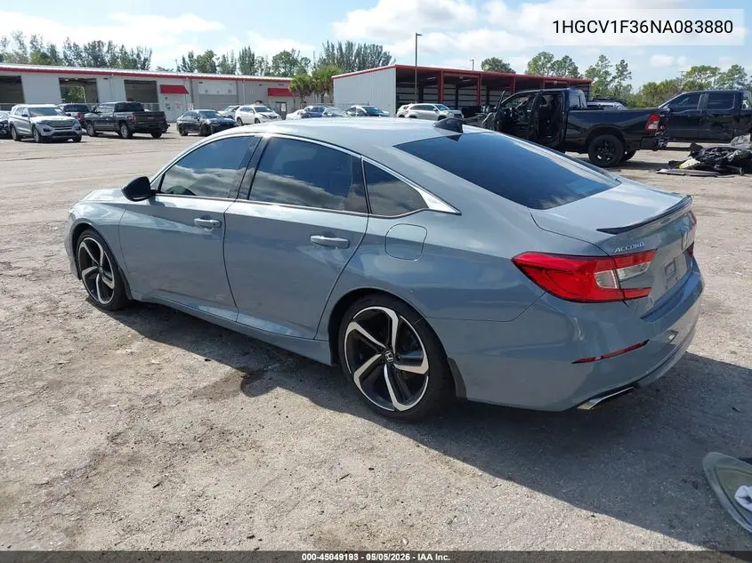 1HGCV1F36NA083880 2022 Honda Accord Sport