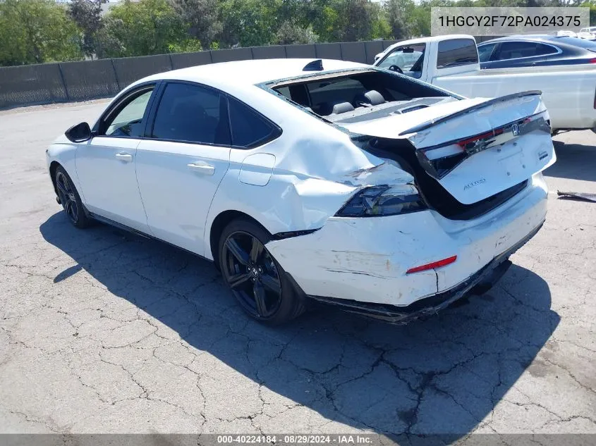 2023 Honda Accord Hybrid Sport-L VIN: 1HGCY2F72PA024375 Lot: 40224184