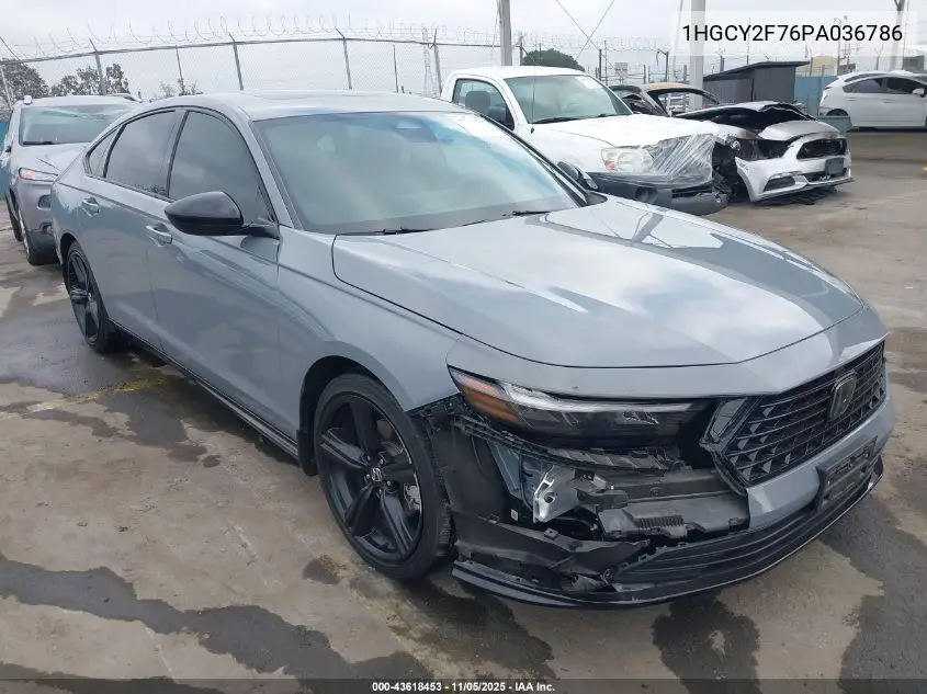 1HGCY2F76PA036786 2023 Honda Accord Hybrid Sport-L