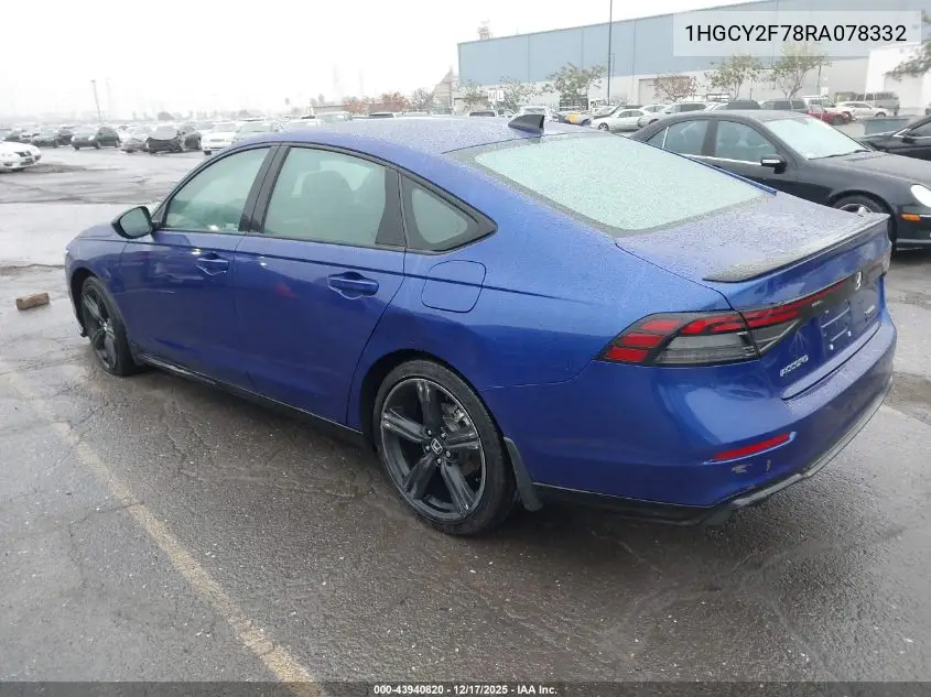 1HGCY2F78RA078332 2024 Honda Accord Hybrid Sport-L