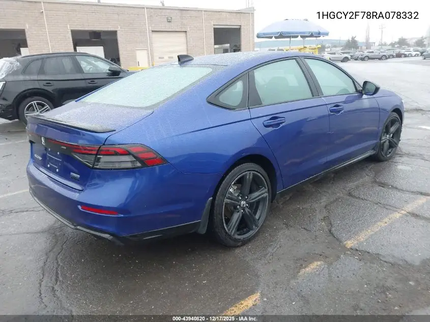 1HGCY2F78RA078332 2024 Honda Accord Hybrid Sport-L