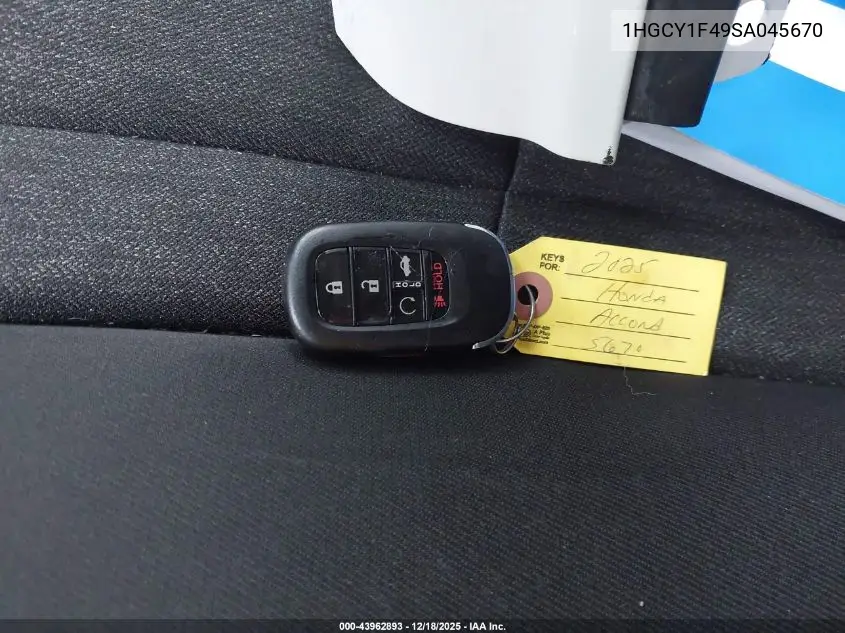 1HGCY1F49SA045670 2025 Honda Accord Se