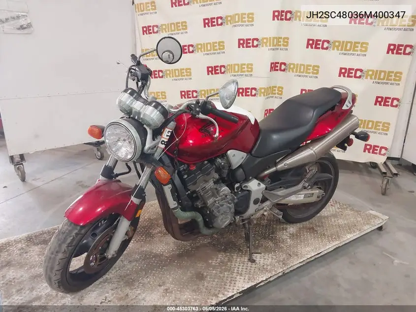 2006 Honda Cb900 F VIN: JH2SC48036M400347 Lot: 45303763