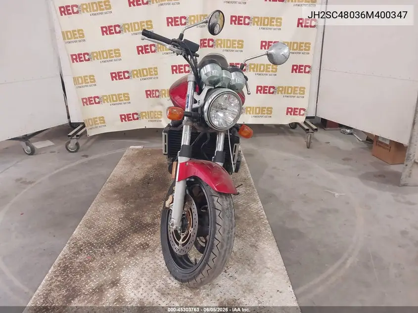 2006 Honda Cb900 F VIN: JH2SC48036M400347 Lot: 45303763