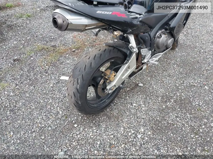 JH2PC37293M001490 2003 Honda Cbr600 Rr