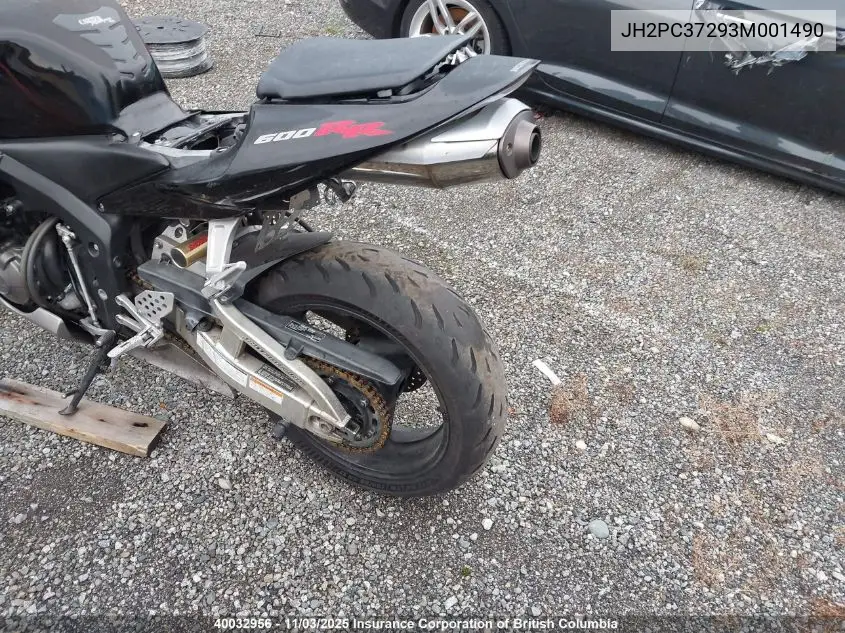 JH2PC37293M001490 2003 Honda Cbr600 Rr