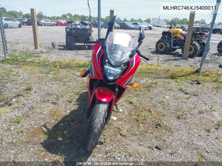 2018 Honda Cbr500 Ra VIN: MLHRC746XJ5400011 Lot: 12618768