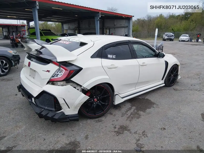 2018 Honda Civic Type R Touring VIN: SHHFK8G71JU203065 Lot: 44639317
