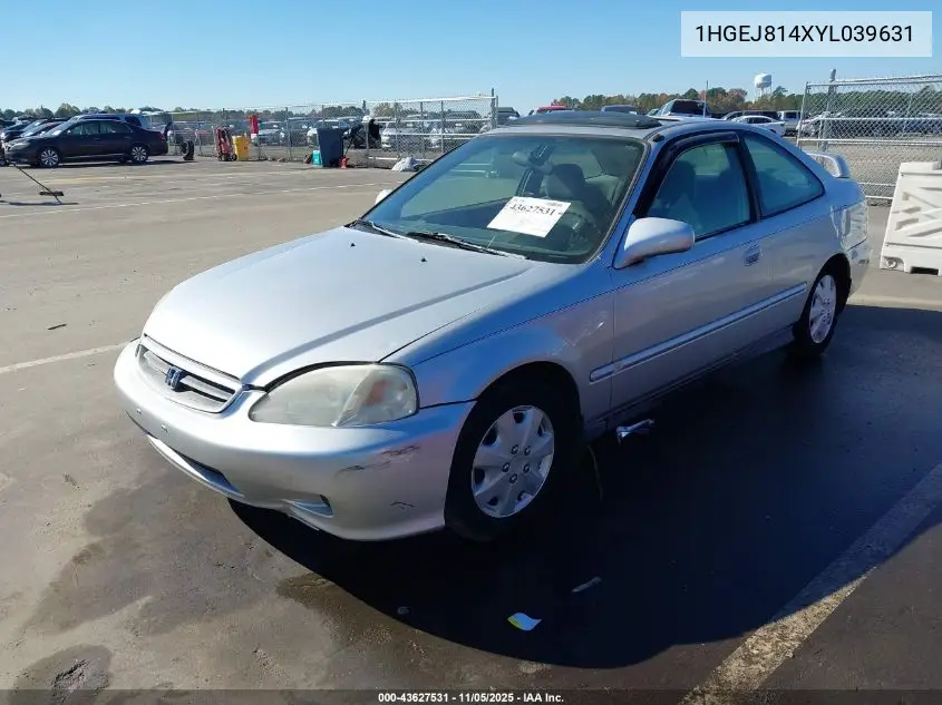 1HGEJ814XYL039631 2000 Honda Civic Ex