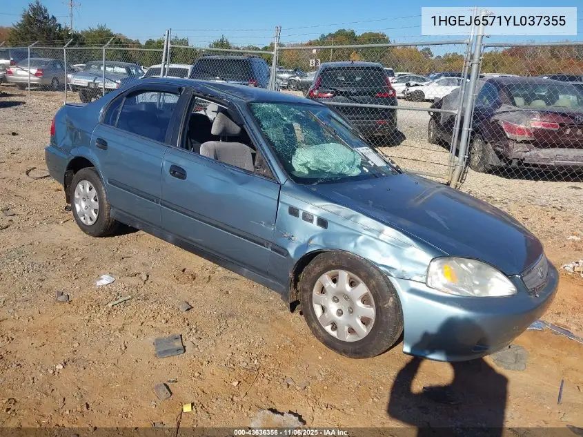 1HGEJ6571YL037355 2000 Honda Civic Lx