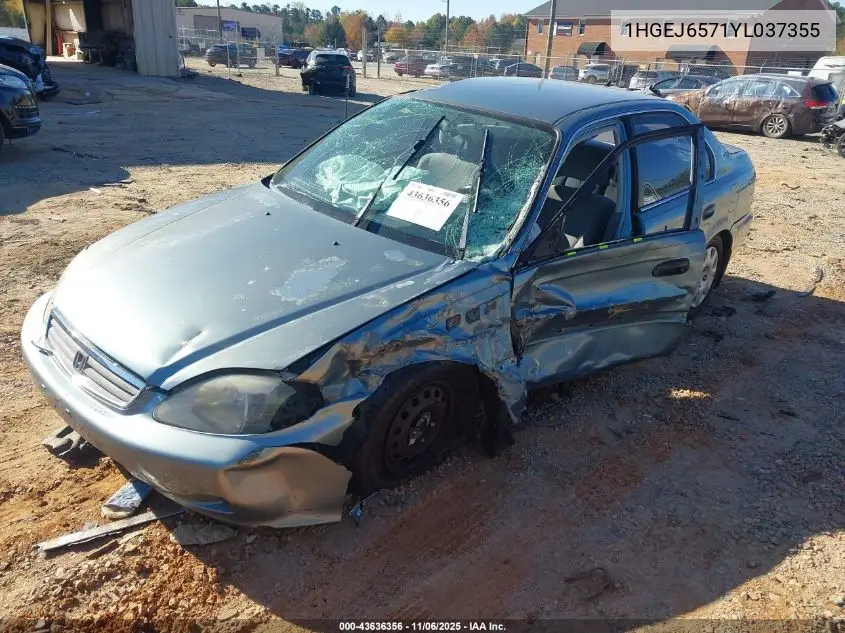 1HGEJ6571YL037355 2000 Honda Civic Lx