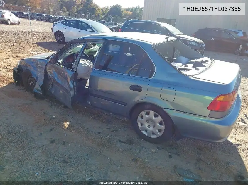 1HGEJ6571YL037355 2000 Honda Civic Lx