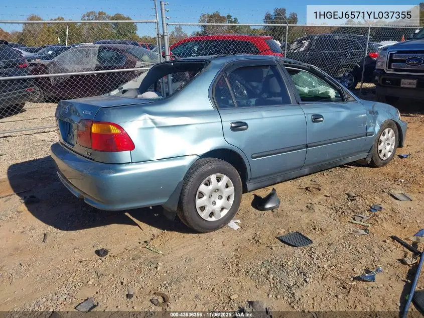 1HGEJ6571YL037355 2000 Honda Civic Lx