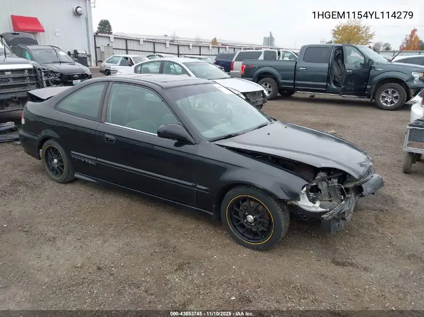 1HGEM1154YL114279 2000 Honda Civic Si