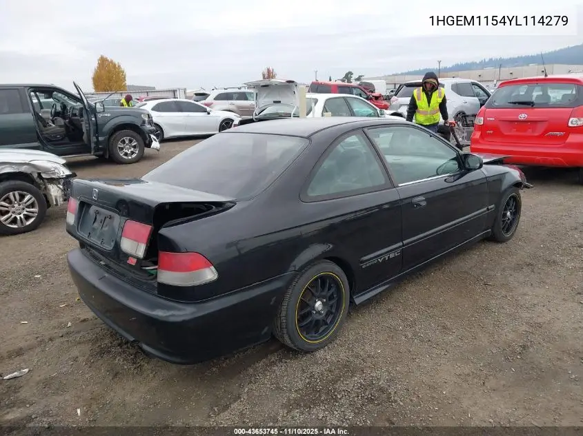 1HGEM1154YL114279 2000 Honda Civic Si