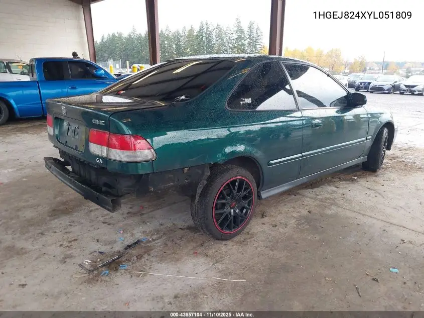 1HGEJ824XYL051809 2000 Honda Civic Ex