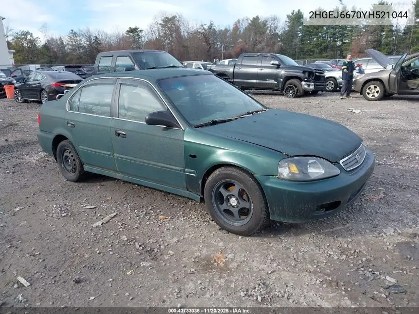 2HGEJ6670YH521044 2000 Honda Civic Lx