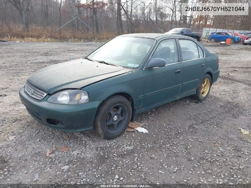 2HGEJ6670YH521044 2000 Honda Civic Lx