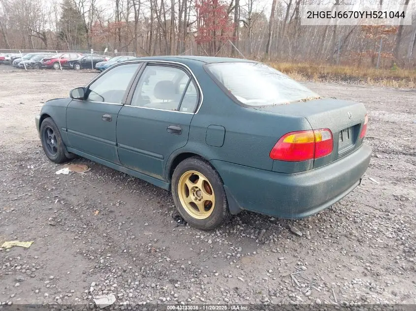 2HGEJ6670YH521044 2000 Honda Civic Lx