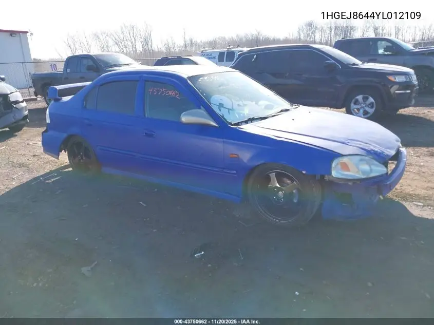 1HGEJ8644YL012109 2000 Honda Civic Ex