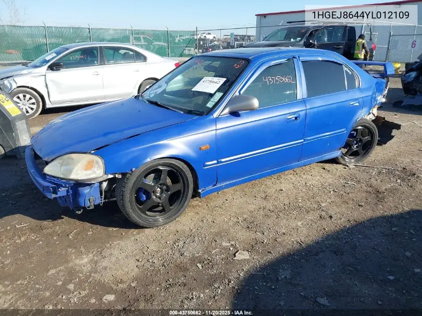 1HGEJ8644YL012109 2000 Honda Civic Ex