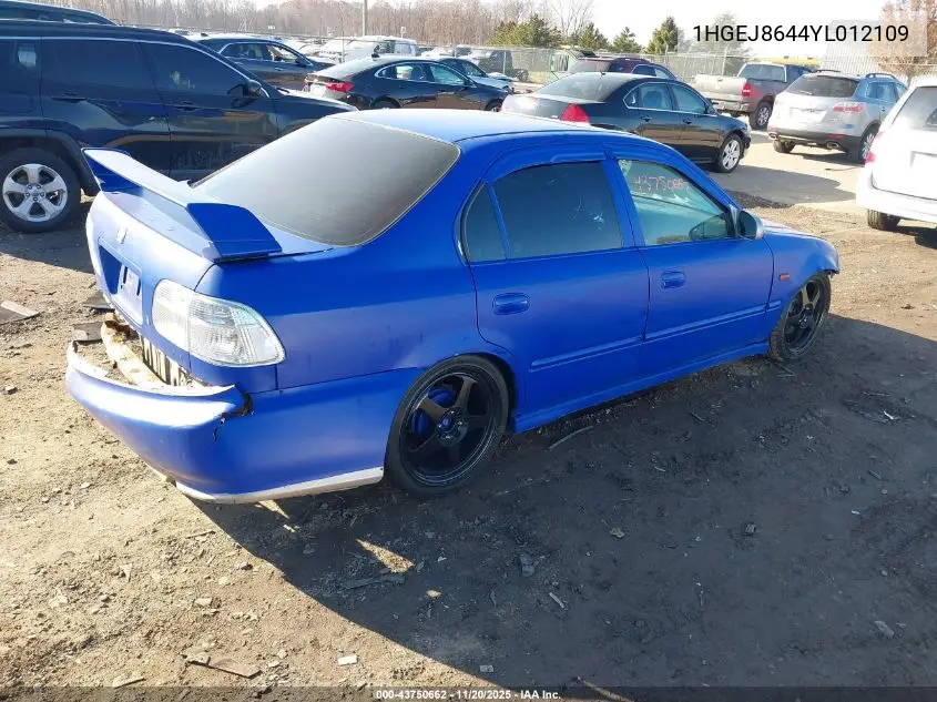 1HGEJ8644YL012109 2000 Honda Civic Ex