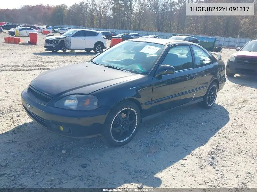 1HGEJ8242YL091317 2000 Honda Civic Ex