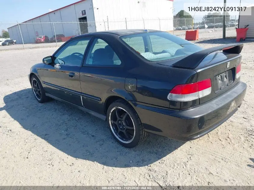 1HGEJ8242YL091317 2000 Honda Civic Ex