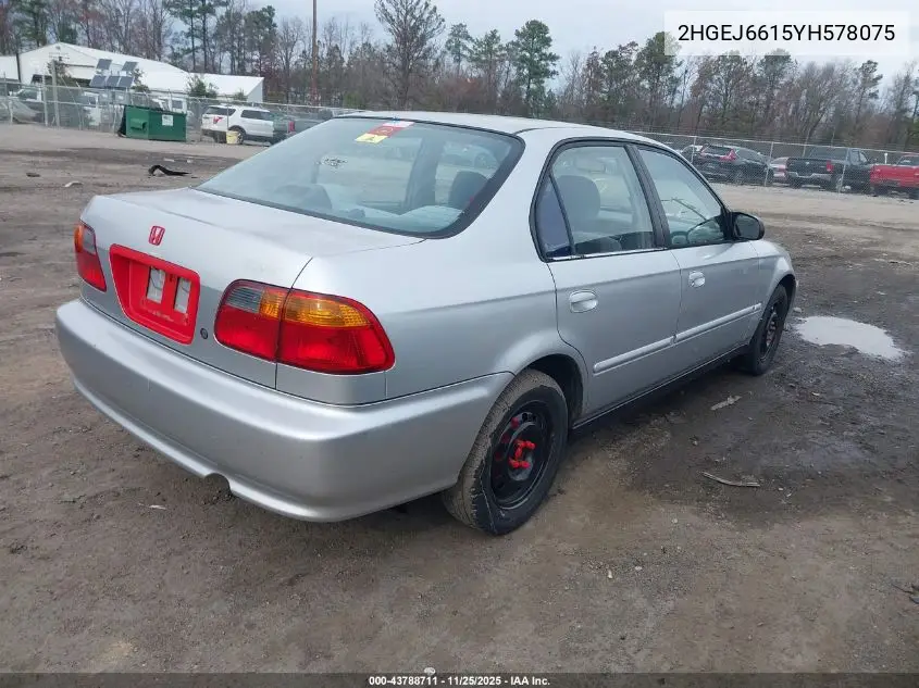 2HGEJ6615YH578075 2000 Honda Civic Value Package