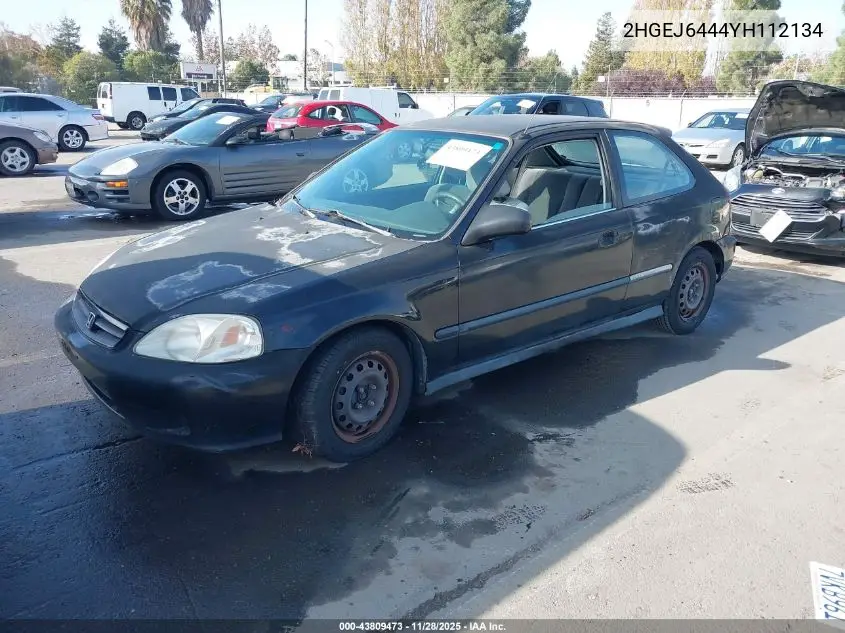 2HGEJ6444YH112134 2000 Honda Civic Dx