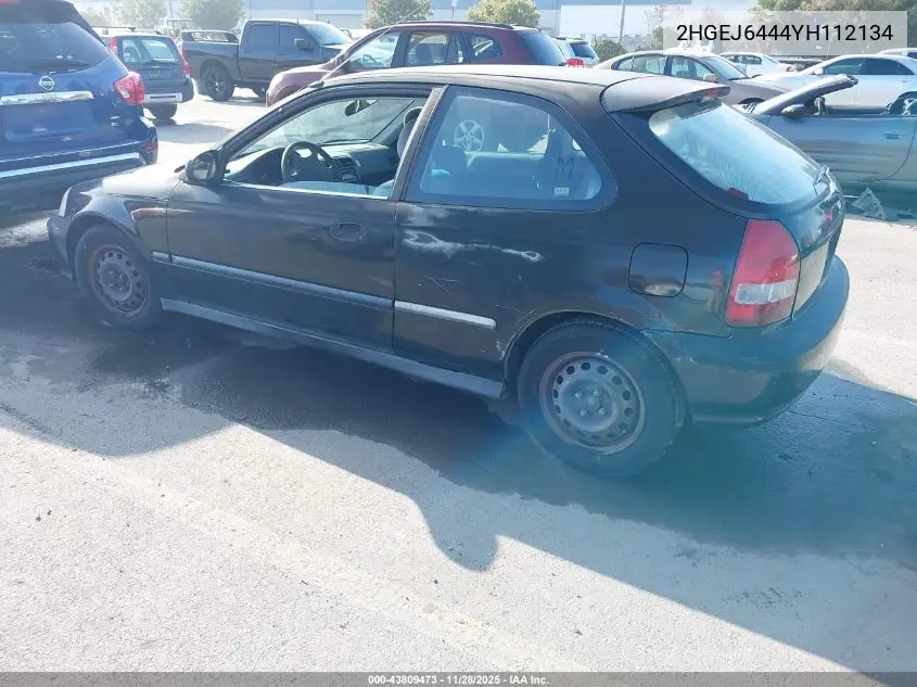 2HGEJ6444YH112134 2000 Honda Civic Dx