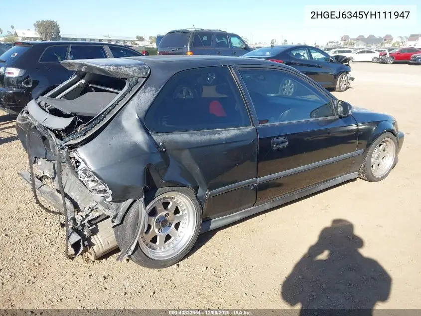 2HGEJ6345YH111947 2000 Honda Civic Dx