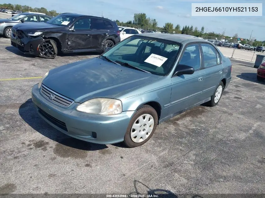 2HGEJ6610YH521153 2000 Honda Civic Value Package