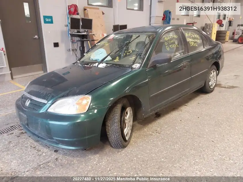 2HGES16391H938312 2001 Honda Civic Dx