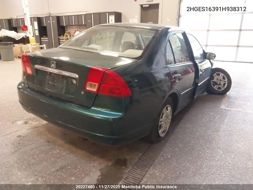 2HGES16391H938312 2001 Honda Civic Dx