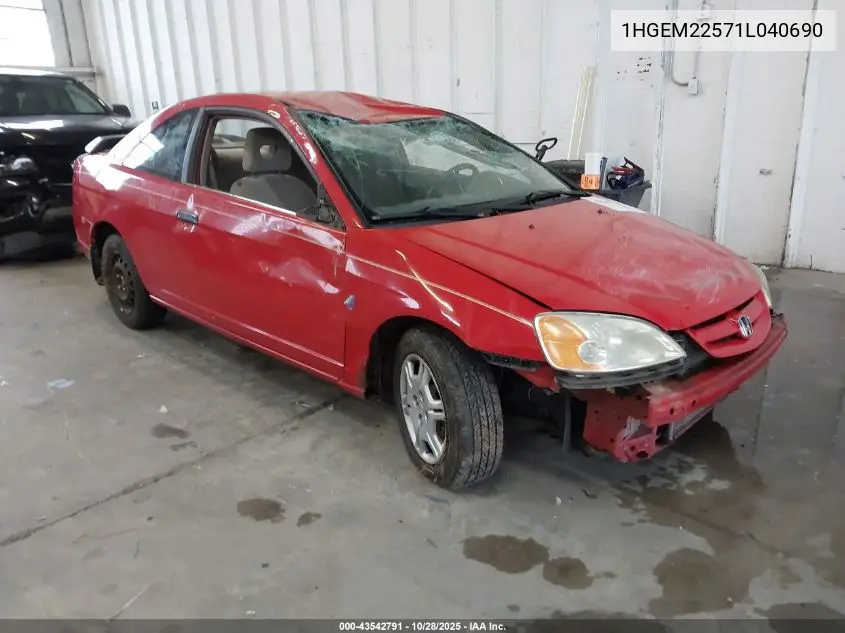 1HGEM22571L040690 2001 Honda Civic Lx